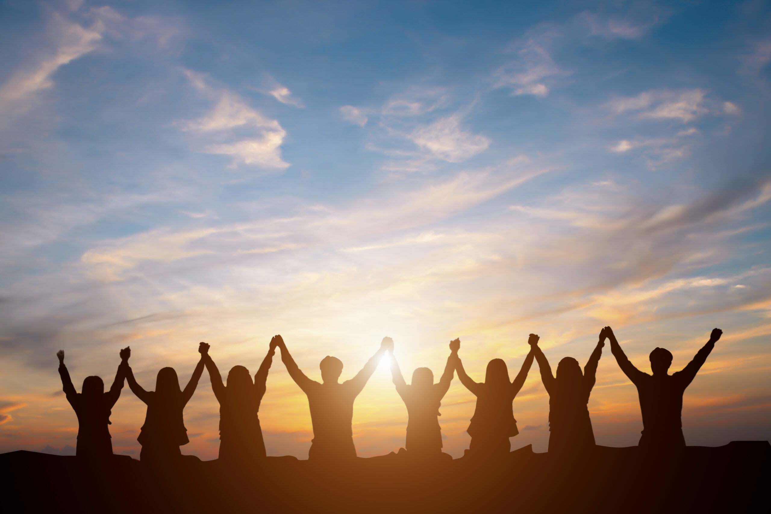 Silhouette,Of,Group,Happy,Business,Team,Making,High,Hands,Over